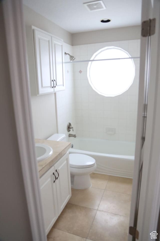 760 E Corner Ridge Dr, Draper, UT 84020 - bathroom featuring vanity, toilet, bathtub / shower combination, and tile patterned flooring