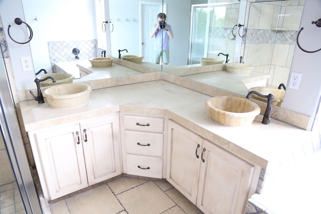 760 E Corner Ridge Dr, Draper, UT 84020 - full bathroom featuring a stall shower, a bath, double vanity, and tile patterned floors