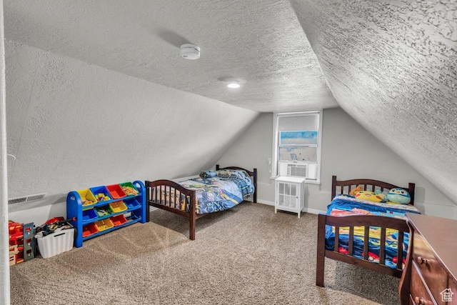 183 W 200 N, Hurricane, UT 84737 - bedroom with a textured ceiling, vaulted ceiling, carpet, and cooling unit