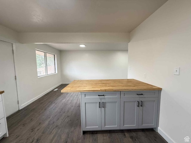 1698 Kenilworth Rd, Helper, UT 84526 - kitchen featuring butcher block counters, baseboards, dark wood-style flooring, and recessed lighting