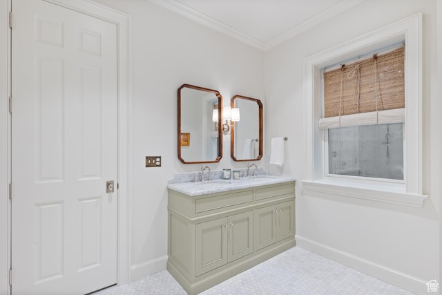 1449 Annie Cir N, Alpine, UT 84004 - bathroom with baseboards, double vanity, and ornamental molding