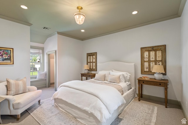 1449 Annie Cir N, Alpine, UT 84004 - bedroom featuring ornamental molding, light colored carpet, baseboards, and recessed lighting