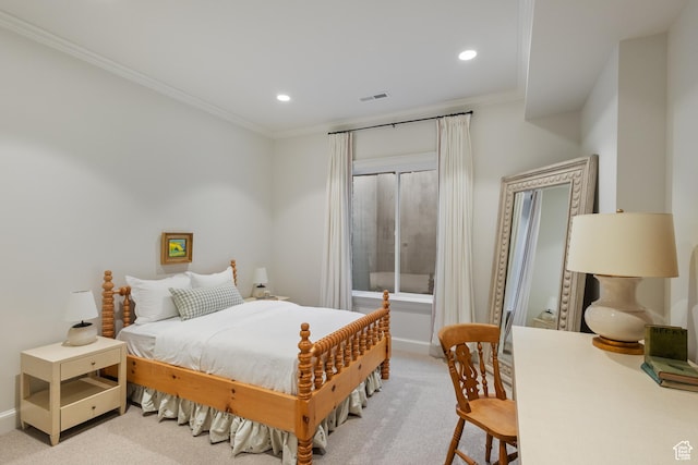 1449 Annie Cir N, Alpine, UT 84004 - bedroom featuring light colored carpet, ornamental molding, baseboards, and recessed lighting