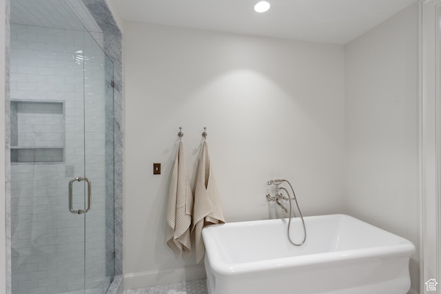 1449 Annie Cir N, Alpine, UT 84004 - bathroom with a freestanding tub, baseboards, a shower stall, and recessed lighting