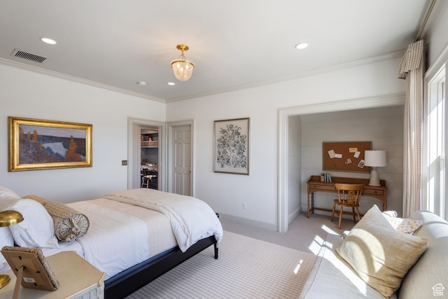 1449 Annie Cir N, Alpine, UT 84004 - bedroom with ornamental molding, recessed lighting, light colored carpet, and baseboards