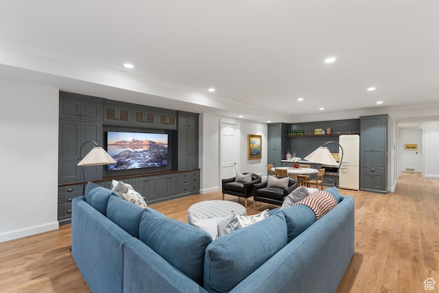 1449 Annie Cir N, Alpine, UT 84004 - living area featuring baseboards, recessed lighting, light wood finished floors, and crown molding
