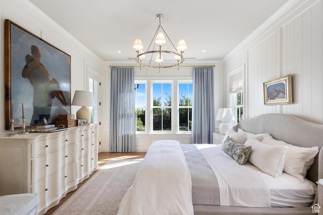 1449 Annie Cir N, Alpine, UT 84004 - bedroom featuring a chandelier, crown molding, and light wood-style flooring