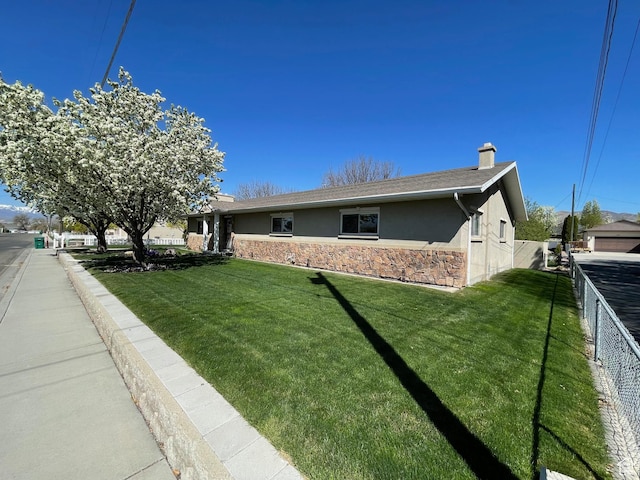 552 W 1200 N, Lehi, UT 84043 - ranch-style home with stucco siding, stone siding, and a chimney