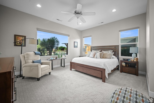97 S 495 W, Ivins, UT 84738 - bedroom featuring light carpet, baseboards, recessed lighting, and a ceiling fan