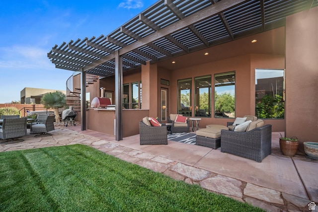 97 S 495 W, Ivins, UT 84738 - view of patio with an outdoor living space, exterior kitchen, and a pergola