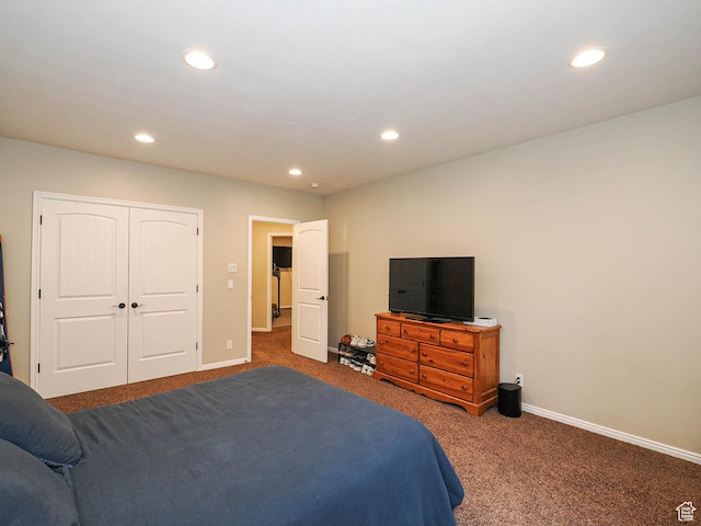 12687 S Verona Creek Way W, Riverton, UT 84065 - carpeted bedroom with recessed lighting, baseboards, and a closet