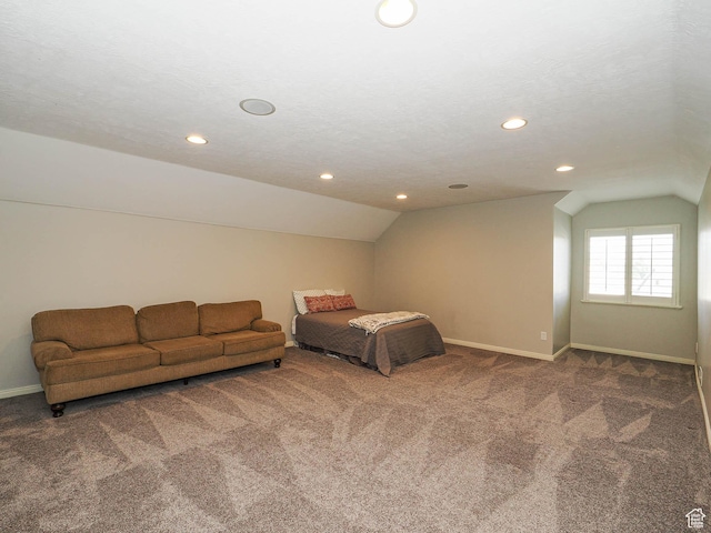12687 S Verona Creek Way W, Riverton, UT 84065 - carpeted bedroom featuring vaulted ceiling, recessed lighting, and baseboards