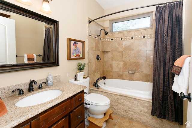 2073 S Allen Rd, Taylor, UT 84401 - bathroom featuring tiled shower / bath, toilet, vanity, and tile patterned flooring
