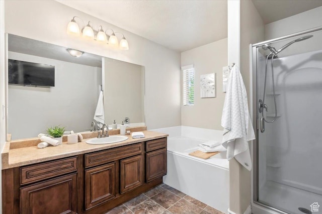 1853 W 2300 S, Woods Cross, UT 84087 - bathroom featuring a stall shower, vanity, and a bath