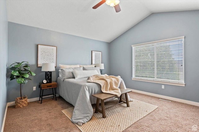 1853 W 2300 S, Woods Cross, UT 84087 - carpeted bedroom featuring vaulted ceiling, baseboards, and ceiling fan