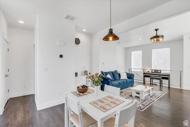 6202 W Birch Run Rd, South Jordan, UT 84009 - dining area with dark wood-style floors, baseboards, and recessed lighting