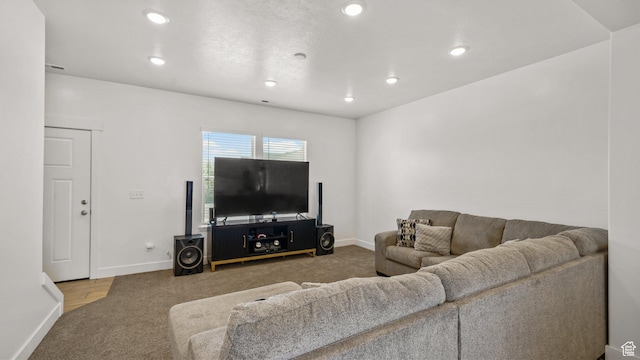 521 W 1110 N Unit Hc4, Logan, UT 84341 - carpeted living room with baseboards and recessed lighting