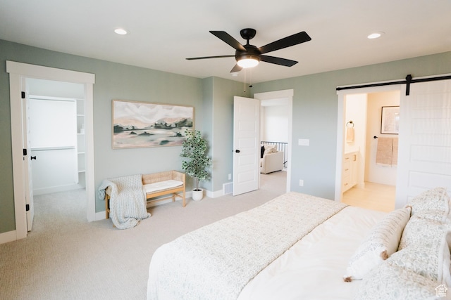866 S 320 E Unit 168, Spanish Fork, UT 84660 - bedroom with carpet, a barn door, recessed lighting, baseboards, and a spacious closet