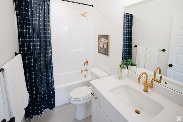 866 S 320 E Unit 168, Spanish Fork, UT 84660 - bathroom with toilet, vanity, shower / bath combo, and tile patterned flooring