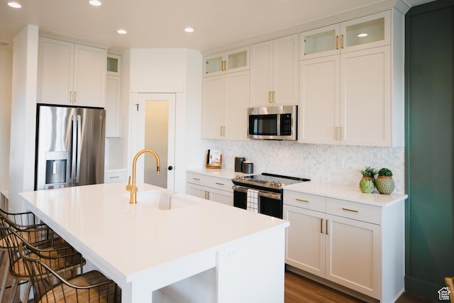 866 S 320 E Unit 168, Spanish Fork, UT 84660 - kitchen featuring stainless steel appliances, a sink, recessed lighting, a kitchen island with sink, and tasteful backsplash