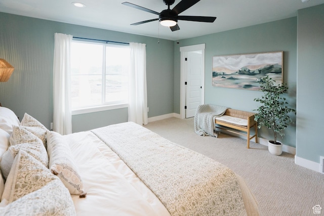 866 S 320 E Unit 168, Spanish Fork, UT 84660 - bedroom with carpet, baseboards, a ceiling fan, and recessed lighting