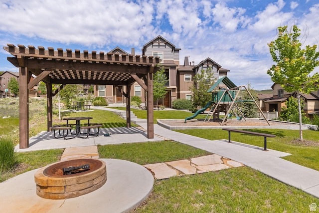 13597 N Hillclimb Ln, Kamas, UT 84036 - view of home's community with a fire pit and a lawn