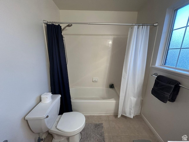 3878 W Sage Willow Dr, South Jordan, UT 84009 - full bath featuring toilet, shower / bath combo, tile patterned flooring, and baseboards