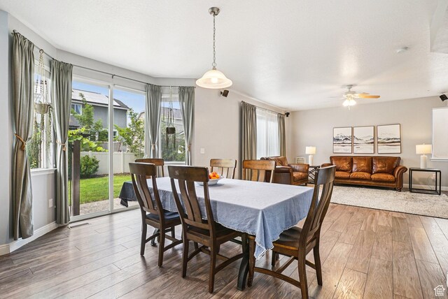 13326 S Rochdale Ln W, Herriman, UT 84096 - dining room featuring hardwood / wood-style floors and a ceiling fan