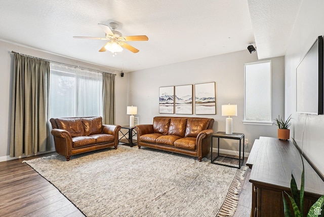 13326 S Rochdale Ln W, Herriman, UT 84096 - living area featuring wood finished floors and ceiling fan