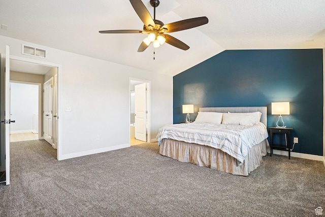13326 S Rochdale Ln W, Herriman, UT 84096 - bedroom with vaulted ceiling, carpet flooring, and ceiling fan
