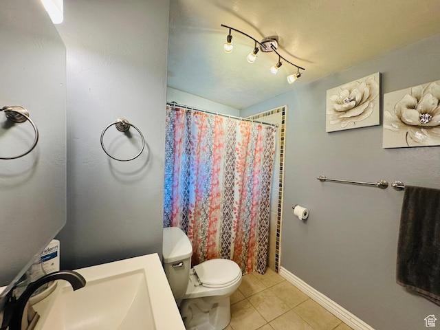 2557 W 5725 S, Roy, UT 84067 - full bathroom with tile patterned floors, toilet, a sink, curtained shower, and baseboards