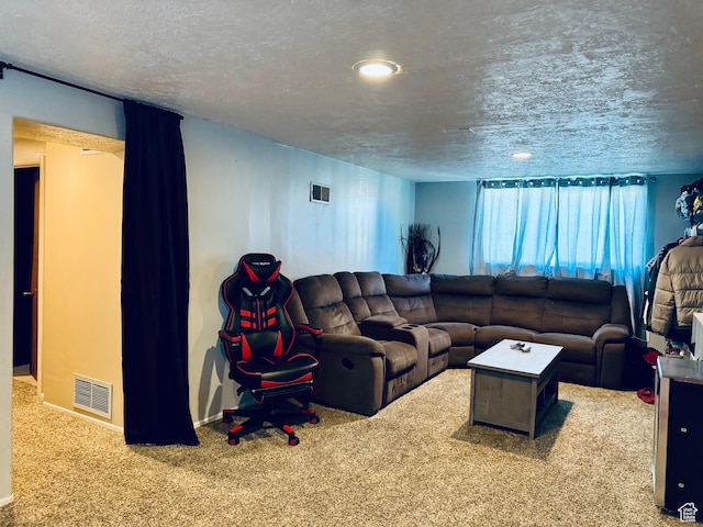 2557 W 5725 S, Roy, UT 84067 - carpeted living area featuring a textured ceiling, baseboards, and recessed lighting