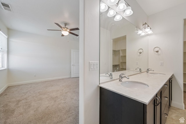 258 N Windsor Dr, Washington, UT 84780 - full bath with ceiling fan and double vanity