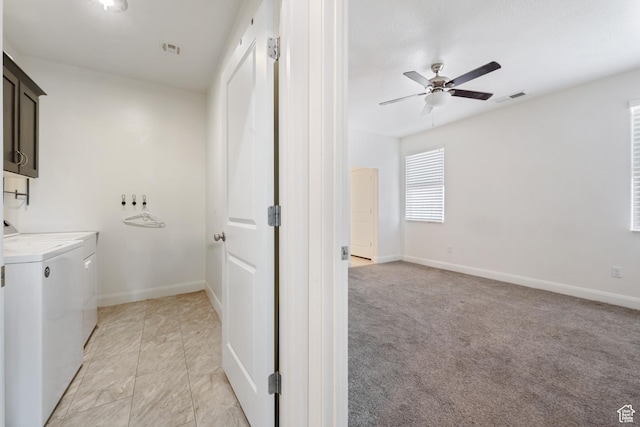 258 N Windsor Dr, Washington, UT 84780 - laundry room with washer and dryer, cabinet space, and ceiling fan