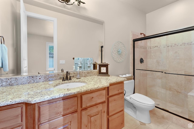 2221 E Fisher Ln S, Salt Lake City, UT 84109 - bathroom with vanity, a shower stall, toilet, and tile patterned flooring
