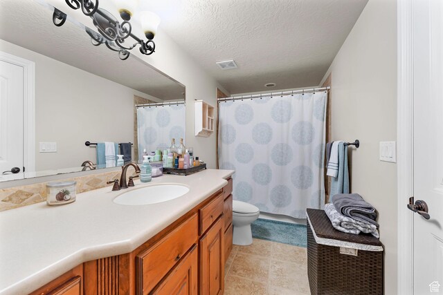2221 E Fisher Ln S, Salt Lake City, UT 84109 - full bath with vanity, toilet, curtained shower, and a textured ceiling