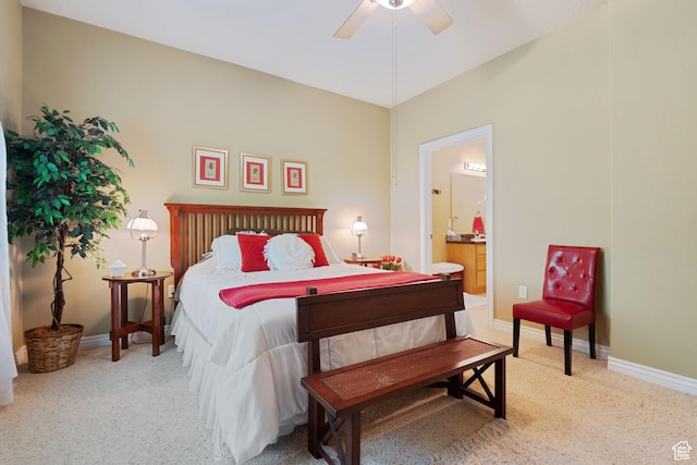 1174 E 3300 S Unit 417, Millcreek, UT 84106 - bedroom featuring carpet floors, baseboards, connected bathroom, and a ceiling fan