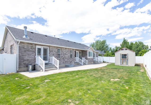 675 S 30 E, Ephraim, UT 84627 - rear view of house featuring a patio area, roof with shingles, and brick siding