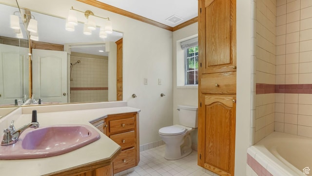 1580 E 1630 N, North Logan, UT 84341 - full bath with toilet, vanity, ornamental molding, tile patterned floors, and baseboards