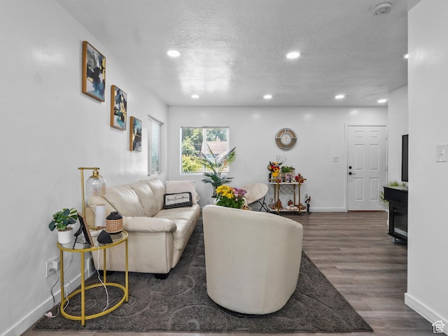 60 S Whiteside St, Layton, UT 84041 - living area featuring recessed lighting, wood finished floors, baseboards, and a textured ceiling