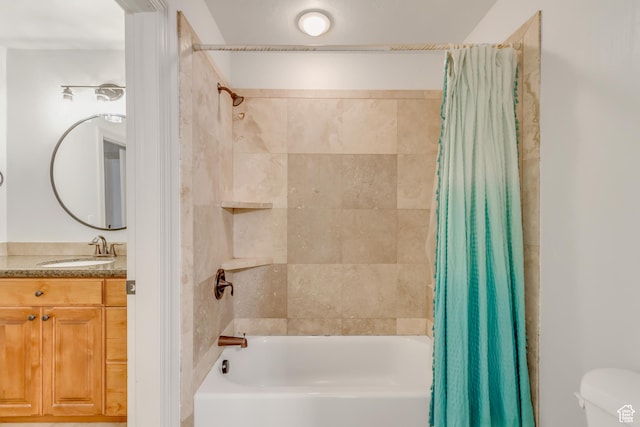 6663 W Normandy Way, Highland, UT 84003 - bathroom with shower / tub combo with curtain, vanity, and toilet