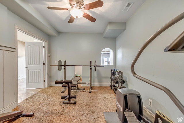 6663 W Normandy Way, Highland, UT 84003 - workout area with a ceiling fan and baseboards
