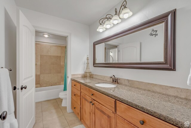 6663 W Normandy Way, Highland, UT 84003 - bathroom featuring toilet, vanity, tile patterned flooring, and shower / bathtub combination