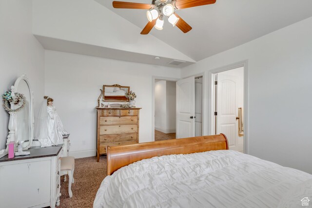 6663 W Normandy Way, Highland, UT 84003 - bedroom with lofted ceiling, carpet, a ceiling fan, and baseboards