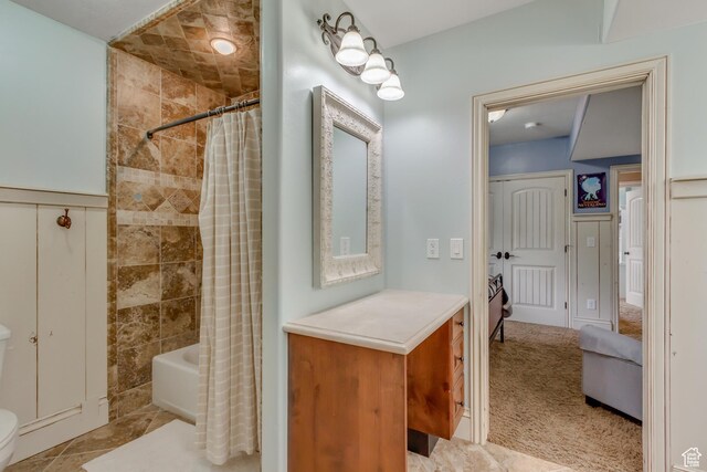 6663 W Normandy Way, Highland, UT 84003 - full bath featuring shower / bath combo with shower curtain and toilet
