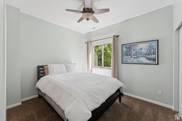 8086 N Meadowview Dr, Snyderville, UT 84098 - bedroom featuring carpet floors, baseboards, and a ceiling fan