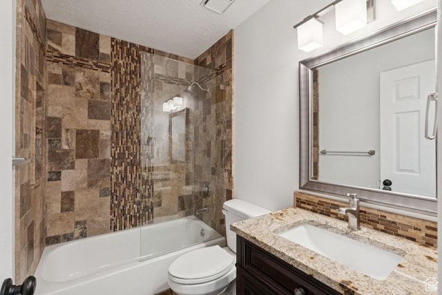 8086 N Meadowview Dr, Snyderville, UT 84098 - full bath with toilet, backsplash, vanity, and shower / tub combination
