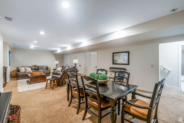 1110 S Woodland Hills Dr, Woodland Hills, UT 84653 - dining area with light colored carpet, recessed lighting, and baseboards