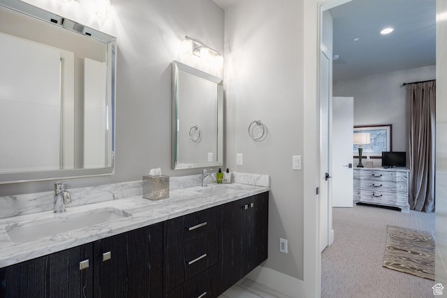 1136 E Black Hawk Way, Hideout, UT 84036 - bathroom with double vanity, baseboards, and recessed lighting