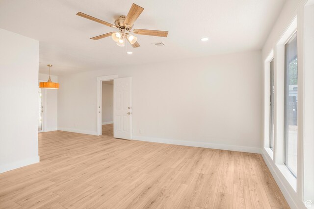 1098 N 1900 W, St George, UT 84770 - spare room with light wood-type flooring, a ceiling fan, recessed lighting, and baseboards